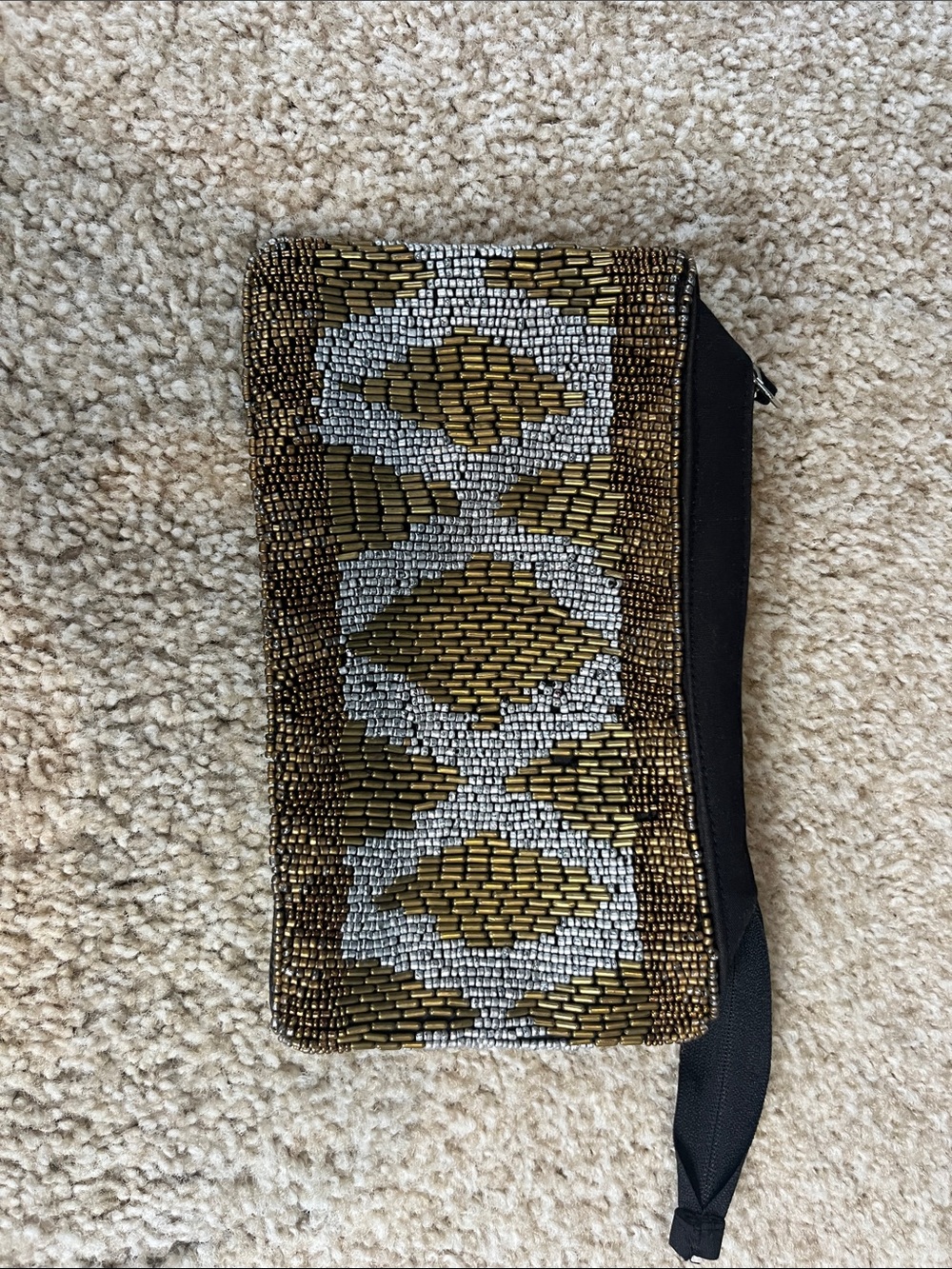 Express Beaded Gold and Silver Wristlet Clutch